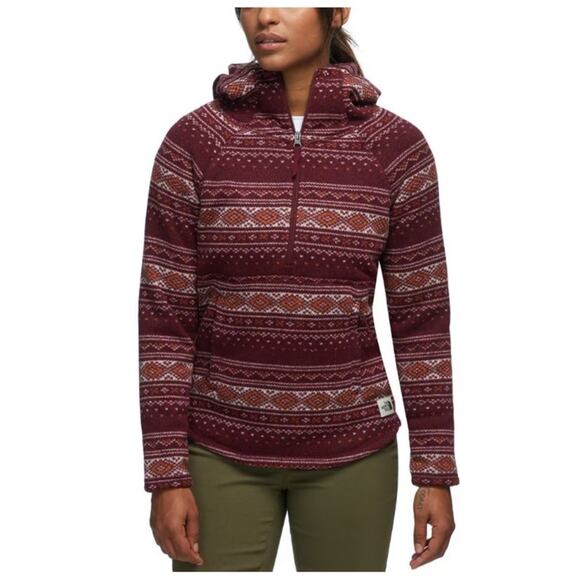 The North Face Crescent Sweater Knit Fleece Pullover Hoodie Small Burgundy - Picture 1 of 9